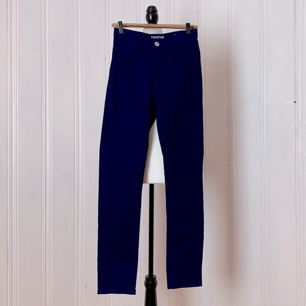 Deep blue TRISTAN high waist slim pants